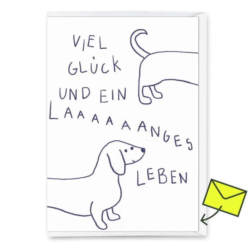 Grußkarte "Langes Leben" | Besondere Klappkarte mit Hunde-Motiv zum Geburtstag