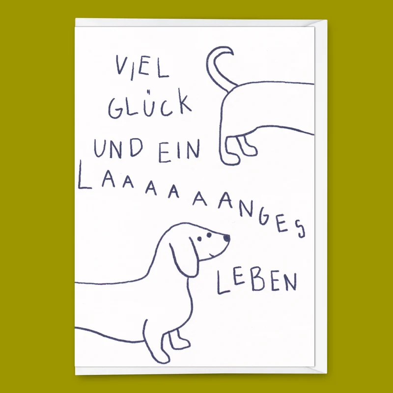 Grußkarte "Langes Leben" | Besondere Klappkarte mit Hunde-Motiv zum Geburtstag