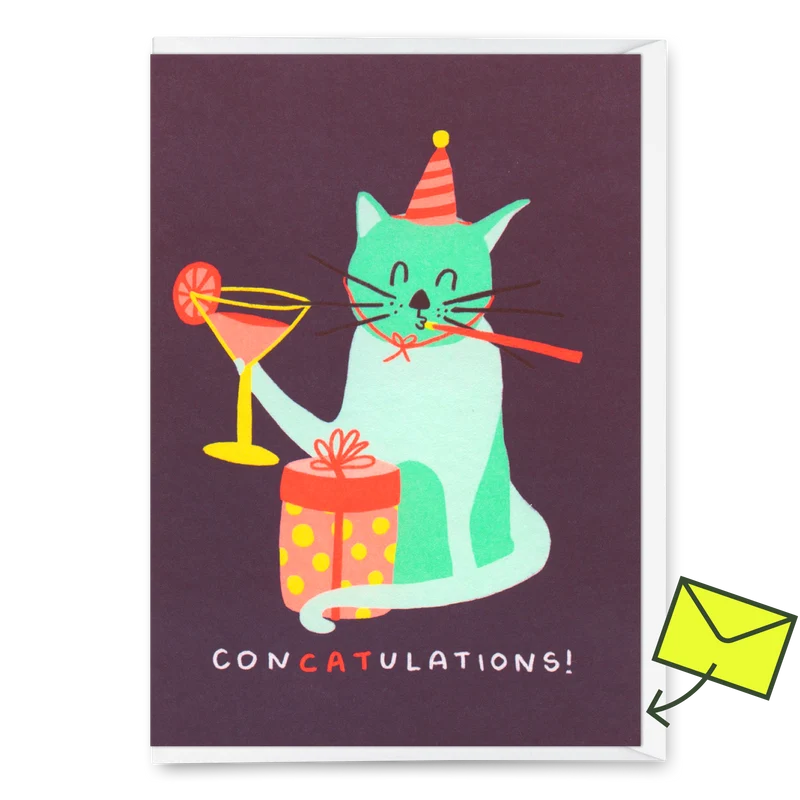 Grußkarte "ConCatulations" | Lustige Klappkarte mit Katzen-Motiv
