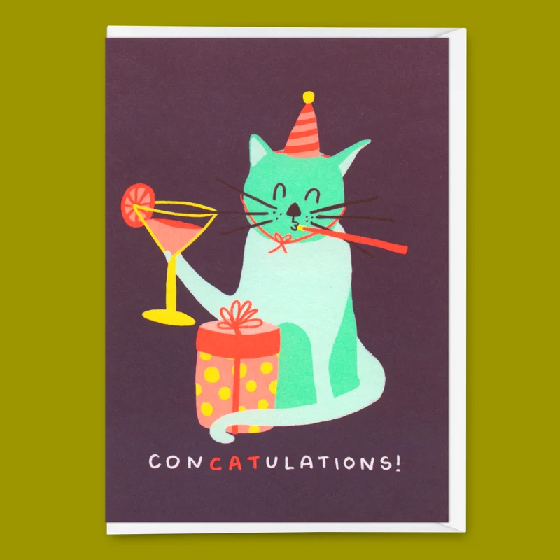 Grußkarte "ConCatulations" | Lustige Klappkarte mit Katzen-Motiv