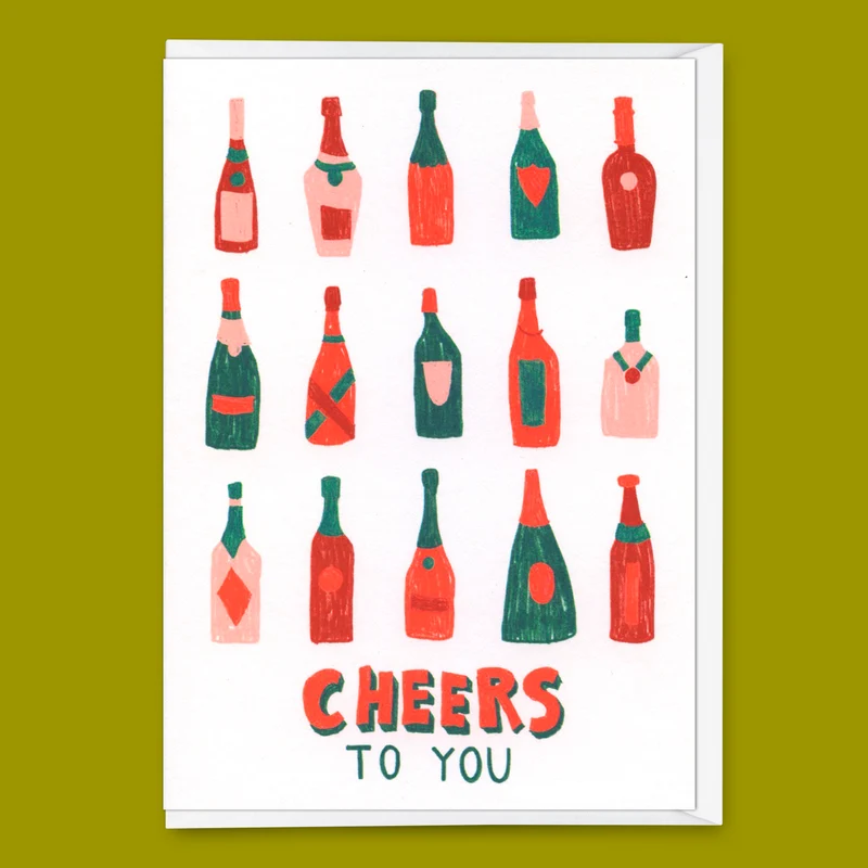Grußkarte "Cheers to you (Bottles)" | Coole Klappkarte für jeden Anlass