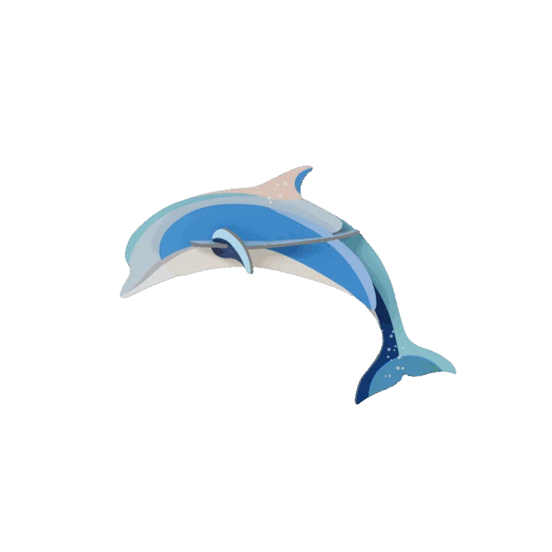 Wanddeko studio ROOF “Dolphin” | Farbige Delfin-Deko aus Karton