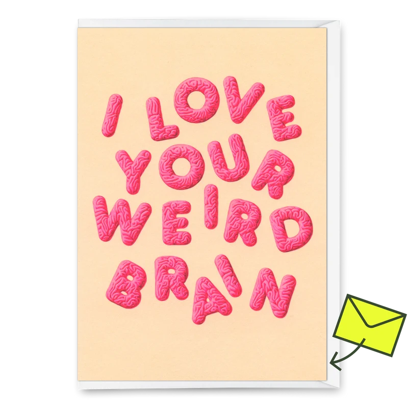 Grußkarte "Weird brain" | Lustige Klappkarte für Verliebte