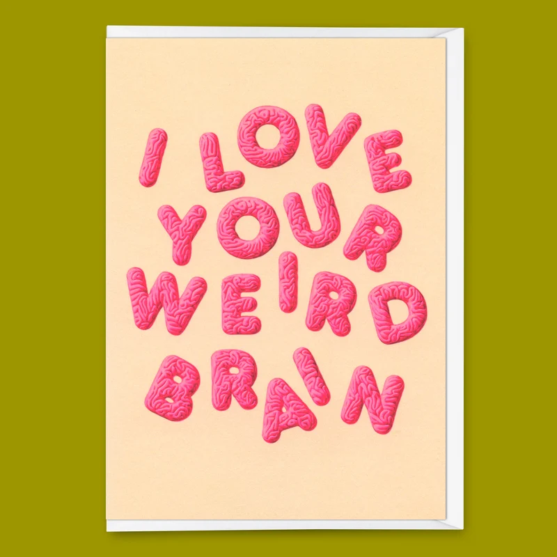 Grußkarte "Weird brain" | Lustige Klappkarte für Verliebte
