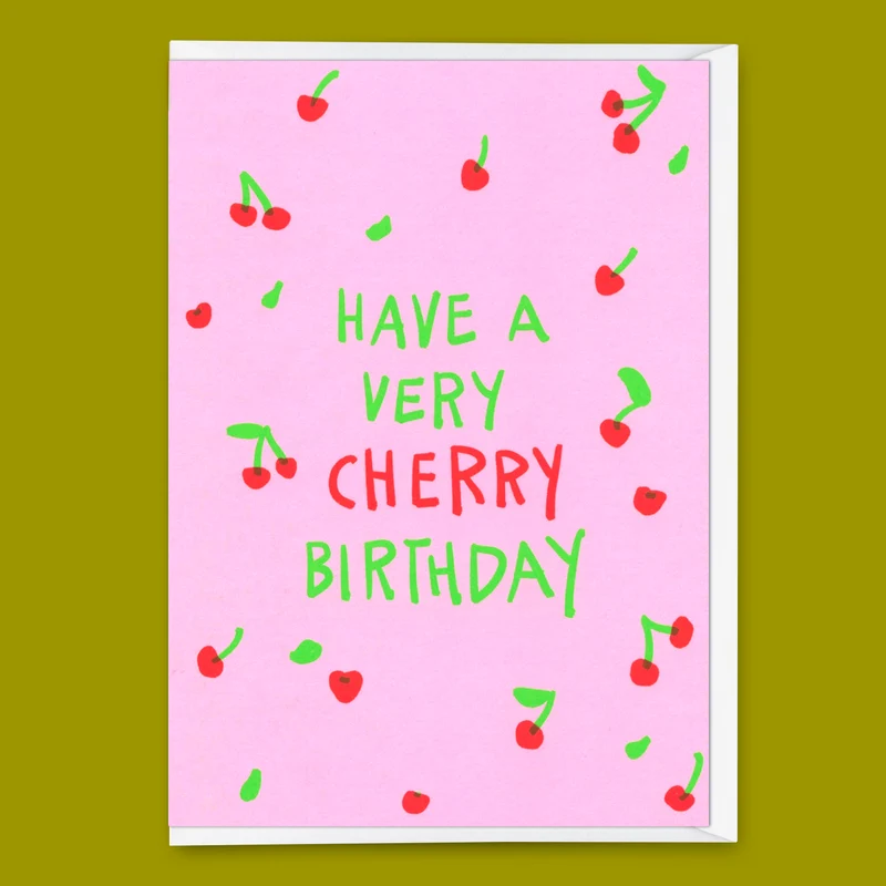 Grußkarte "Very cherry birthday" | Coole Klappkarte zum Geburtstag