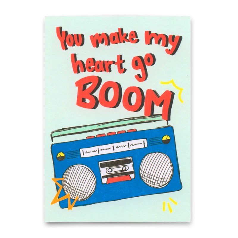 Postkarte "You make my heart Boom" | Besondere Karte für Verliebte