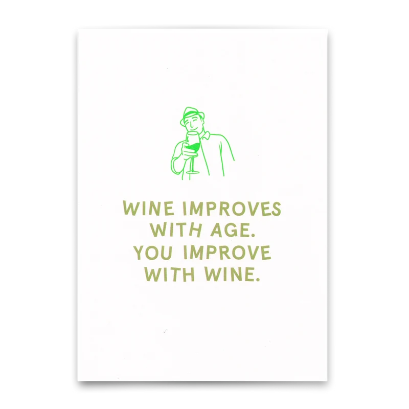 Postkarte "Wine improves with age" | Lustige Karte zum Geburtstag