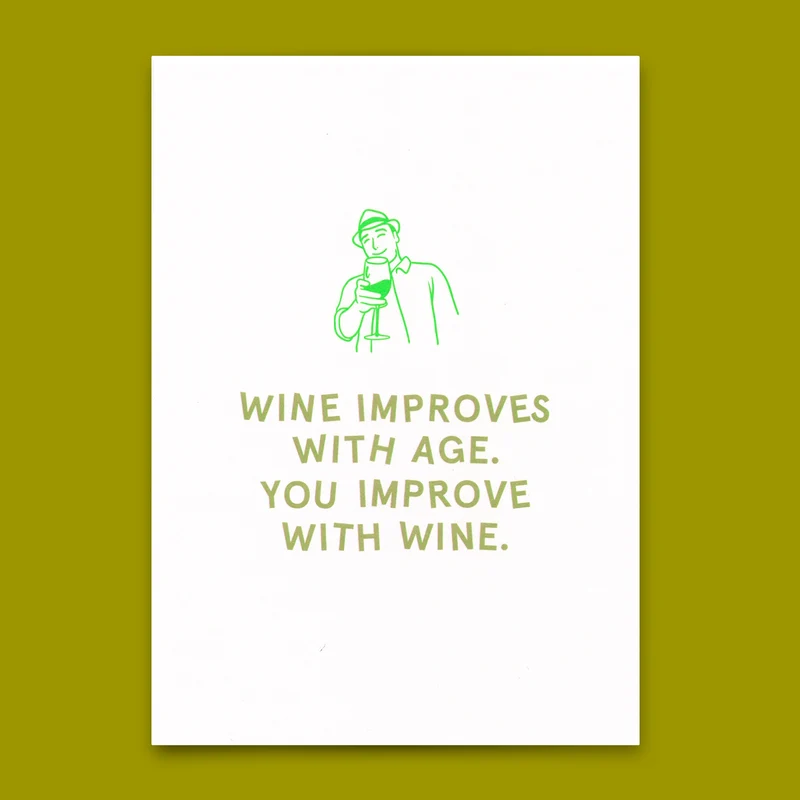 Postkarte "Wine improves with age" | Lustige Karte zum Geburtstag