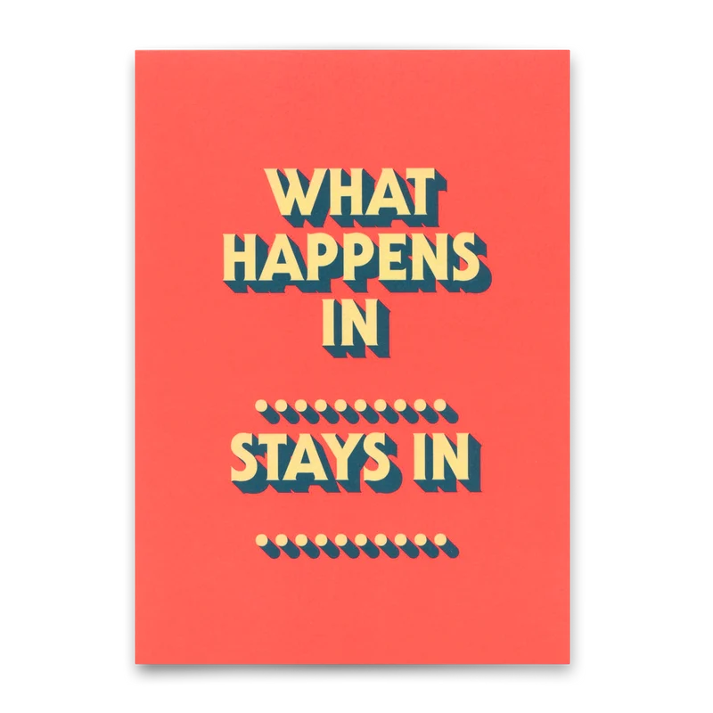 Postkarte "What happens in" | Lustige Karte mit Spruch für jeden Anlass