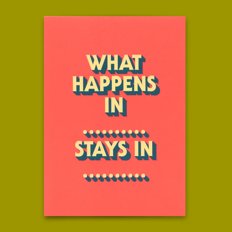Postkarte "What happens in" | Lustige Karte mit Spruch für jeden Anlass