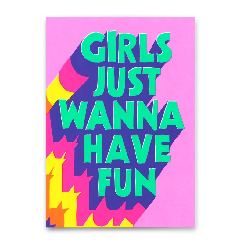 Postkarte "Girls just wanna have fun" | Coole Karte mit Spruch