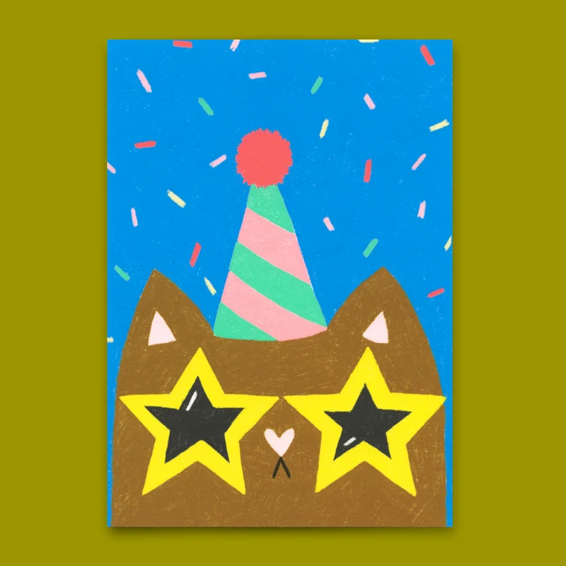 Postkarte "Funky cat" | Ausgefallene Karte mit Katzen-Motiv zum Geburtstag