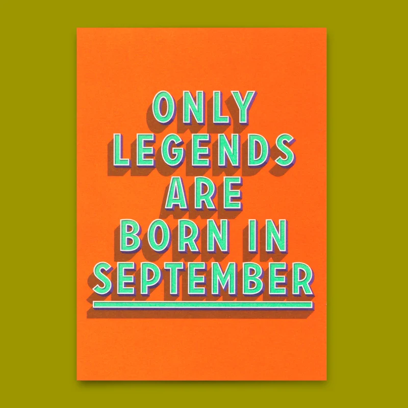 Postkarte "Legends September" | Coole Karte mit Spruch zum Geburtstag