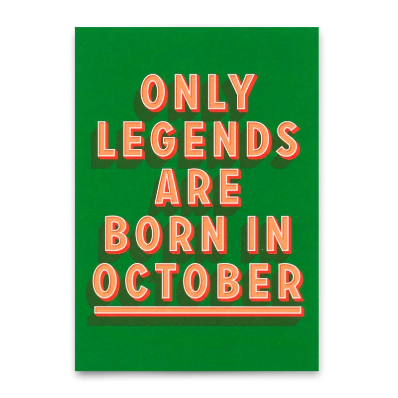 Postkarte "Legends October" | Coole Karte mit Spruch zum Geburtstag