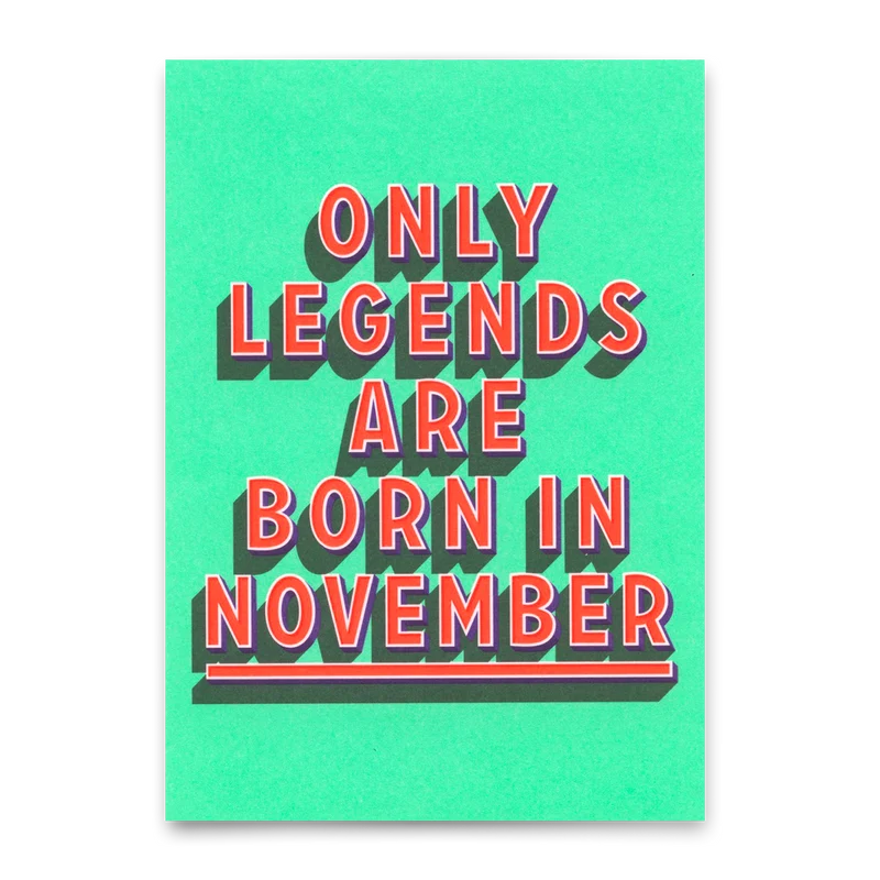Postkarte "Legends November" | Coole Karte mit Spruch zum Geburtstag