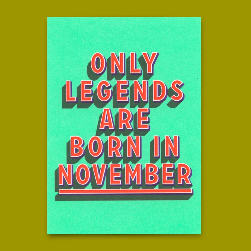 Postkarte "Legends November" | Coole Karte mit Spruch zum Geburtstag