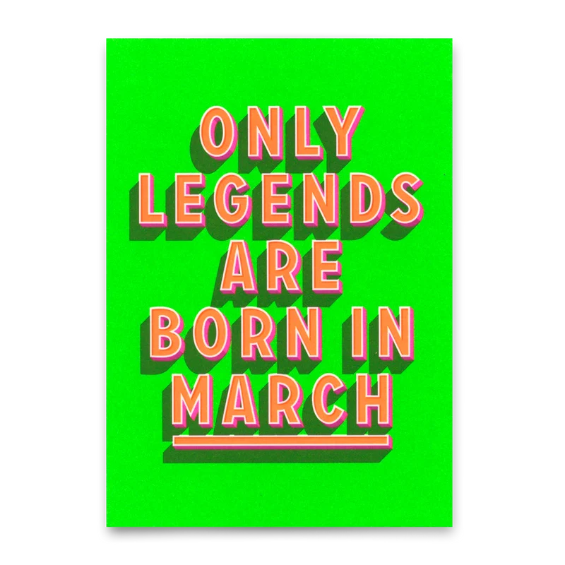 Postkarte "Legends March" | Coole Karte mit Spruch zum Geburtstag