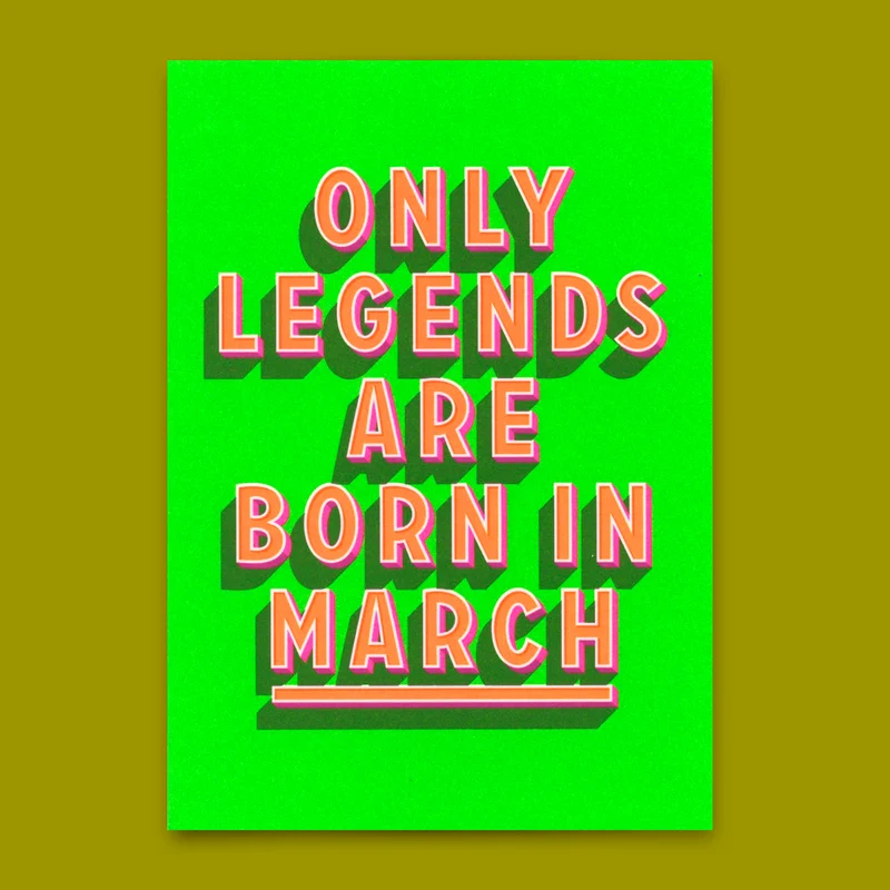 Postkarte "Legends March" | Coole Karte mit Spruch zum Geburtstag
