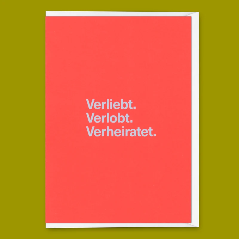 Grußkarte "Verliebt. Verlobt. Verheiratet." | Besondere Klappkarte zur Hochzeit