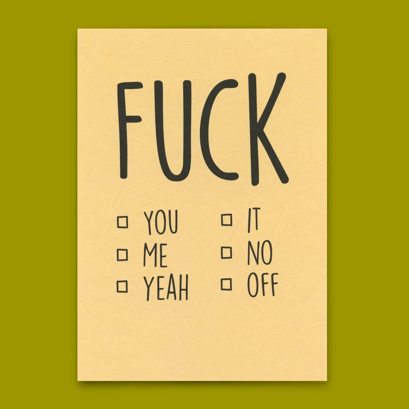 Postkarte "Fuck you/me/yeah" | Lustige Karte für jeden Anlass