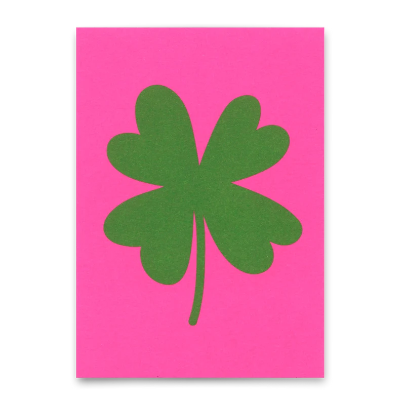 Postkarte "Four leaf clover" | Schöne Karte zum Glück wünschen