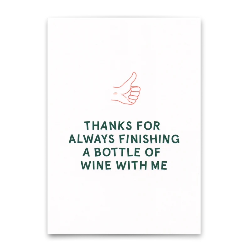 Postkarte "Finishing a bottle of wine" | Lustige Karte für jeden Anlass