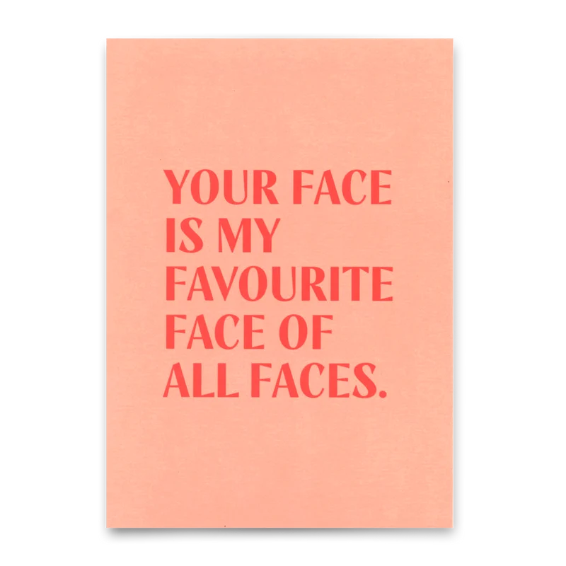 Postkarte "Favourite face" | Schöne Karte mit Spruch für Verliebte