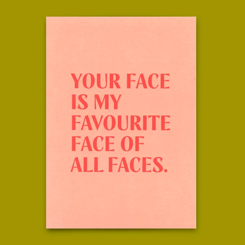 Postkarte "Favourite face" | Schöne Karte mit Spruch für Verliebte