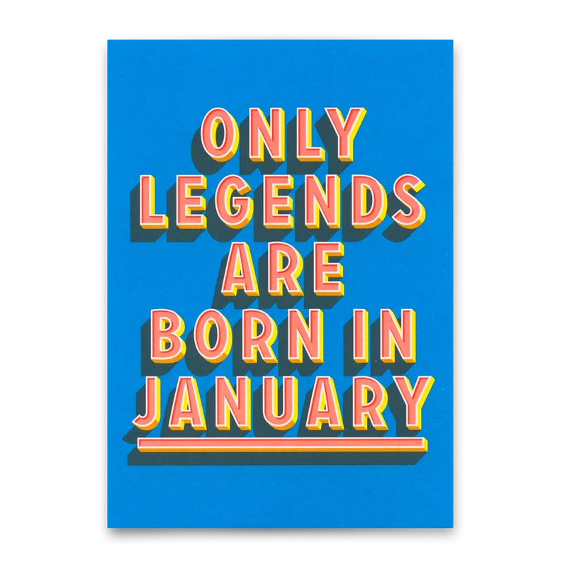 Postkarte "Legends January" | Coole Karte mit Spruch zum Geburtstag