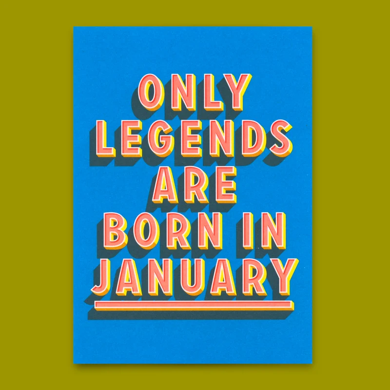 Postkarte "Legends January" | Coole Karte mit Spruch zum Geburtstag