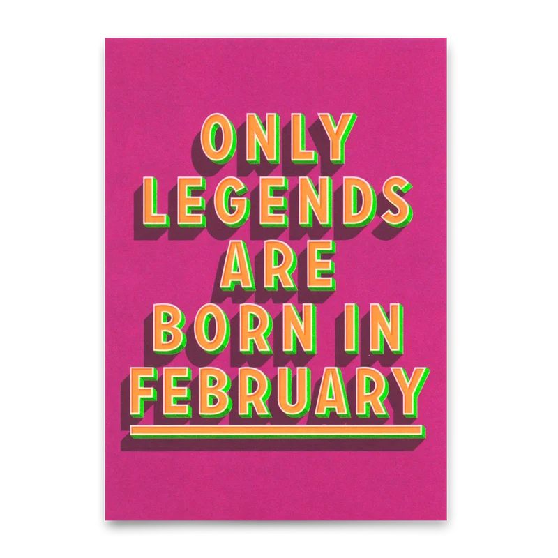 Postkarte "Legends February" | Coole Karte mit Spruch zum Geburtstag