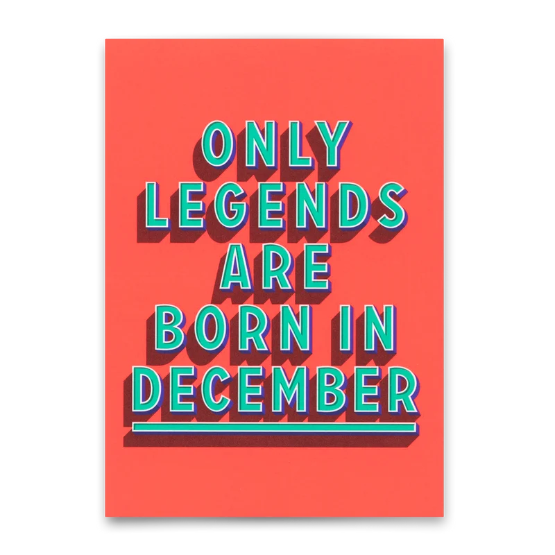 Postkarte "Legends December" | Coole Karte mit Spruch zum Geburtstag