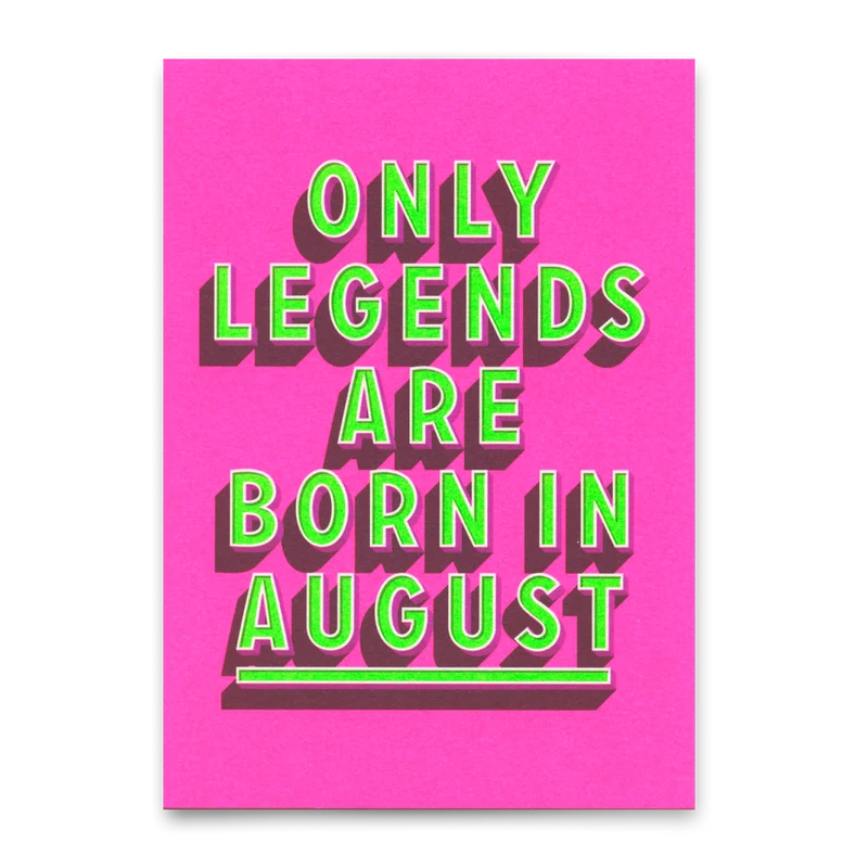 Postkarte "Legends August" | Coole Karte mit Spruch zum Geburtstag
