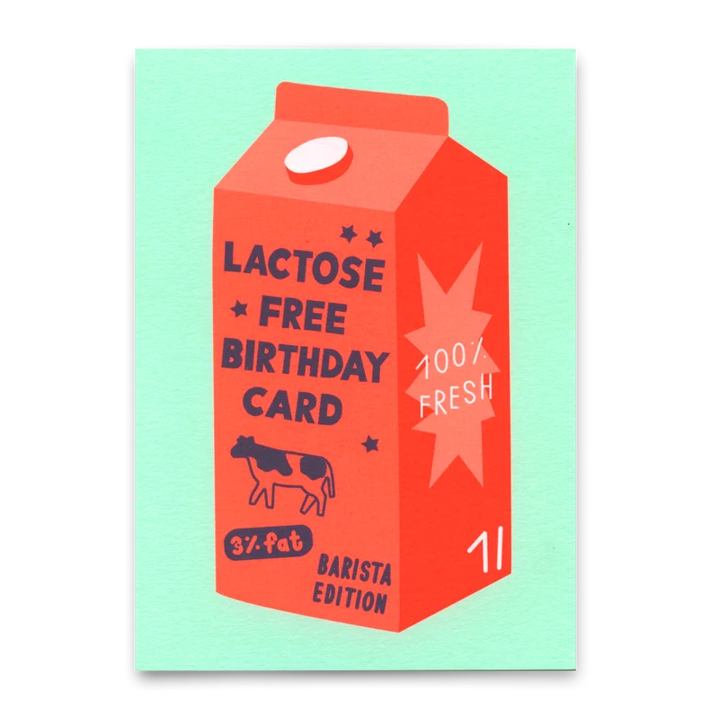 Postkarte "Lactose free birthday card" | Lustige Karte zum Geburtstag