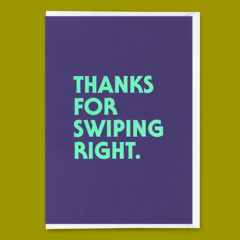 Grußkarte "Swiping right" | Lustige Klappkarte mit Spruch für Verliebte