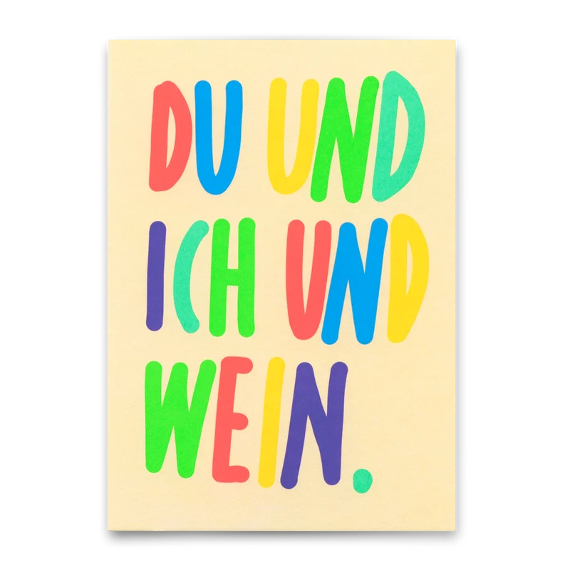 Postkarte "Du und ich und Wein" | Schöne Karte für Freunde
