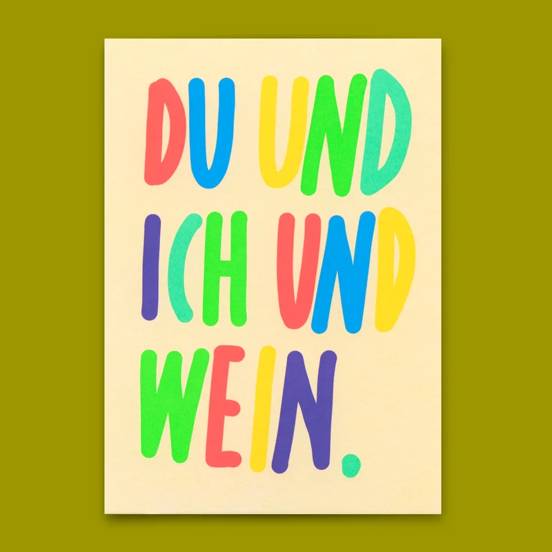 Postkarte "Du und ich und Wein" | Schöne Karte für Freunde