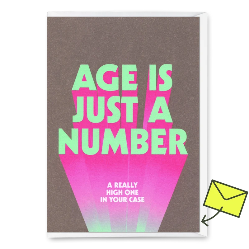 Grußkarte "Age is just a number" | Lustige Klappkarte mit Spruch zum Geburtstag