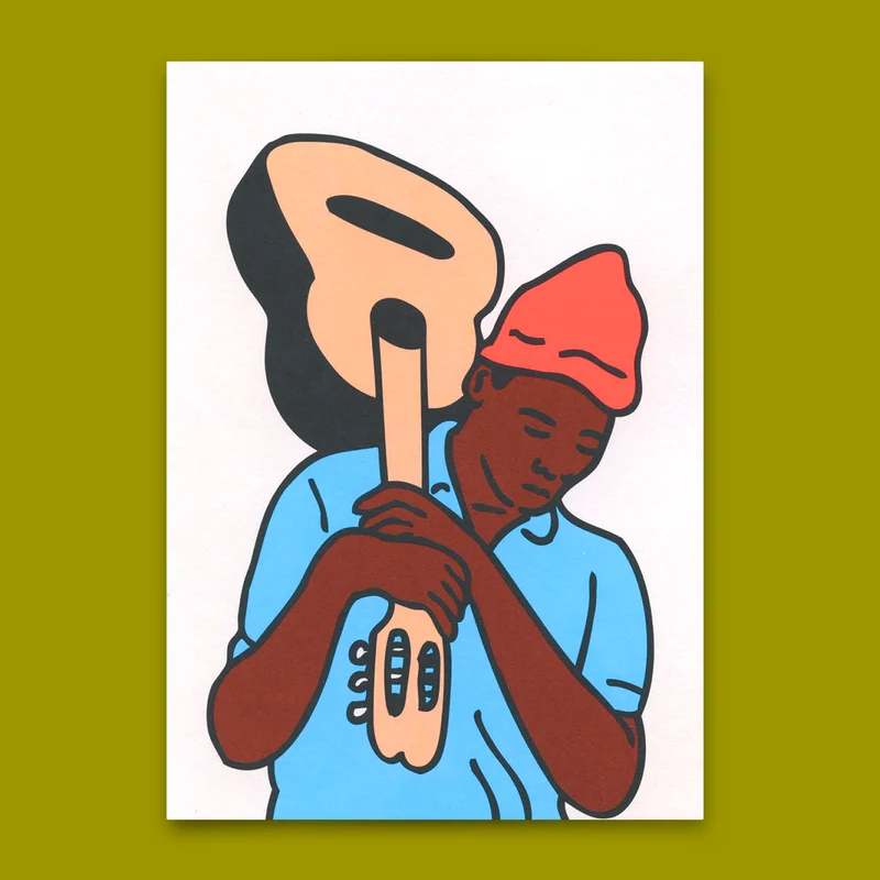 Postkarte "Jorge and his guitar" | Coole Karte für jeden Anlass