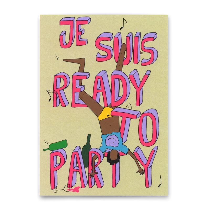 Postkarte "Je suis ready to party" | Ausgefallene Karte für jeden Anlass