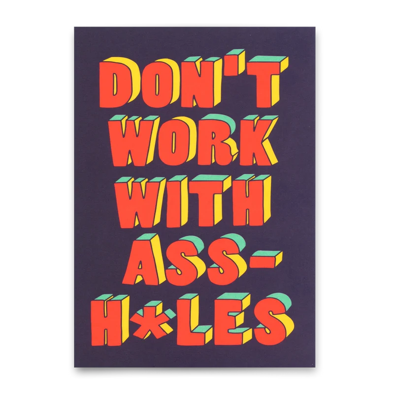 Postkarte "Don´t work with assholes" | Lustige Karte mit Spruch