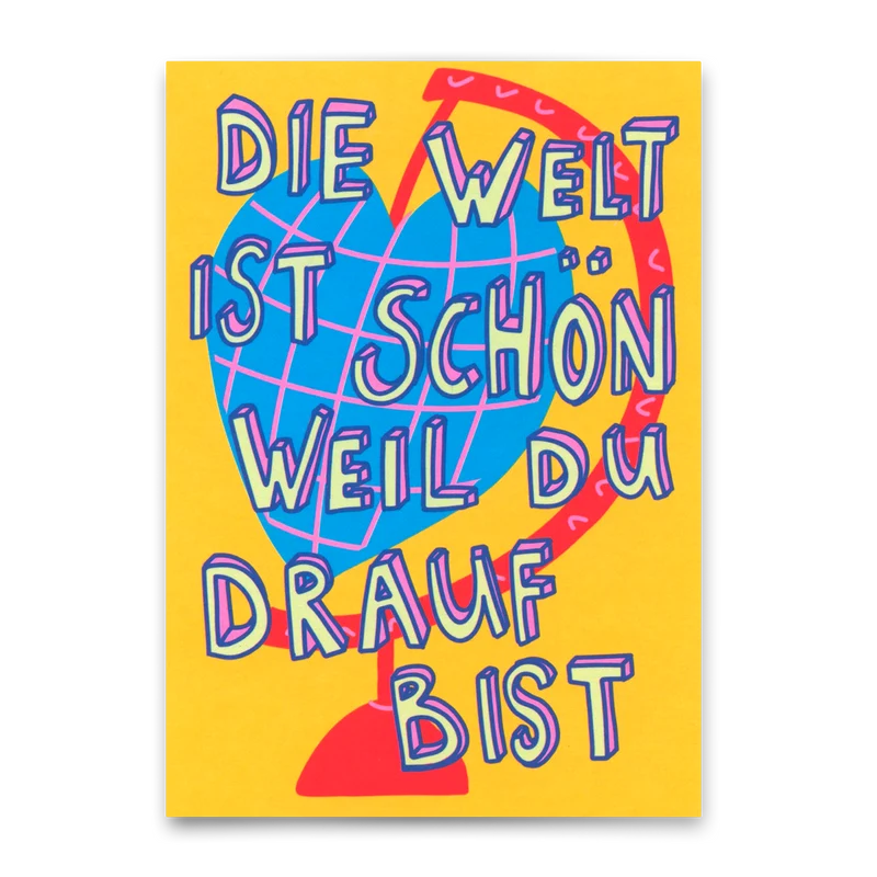 Postkarte "Die Welt ist schön" | Schöne Karte mit Spruch
