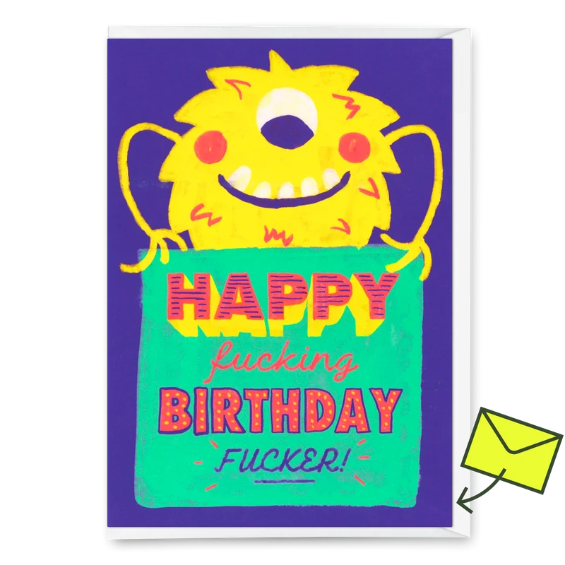 Grußkarte "Happy fucking birthday" | Lustige Klappkarte zum Geburtstag
