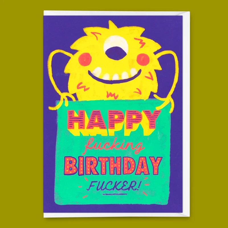 Grußkarte "Happy fucking birthday" | Lustige Klappkarte zum Geburtstag