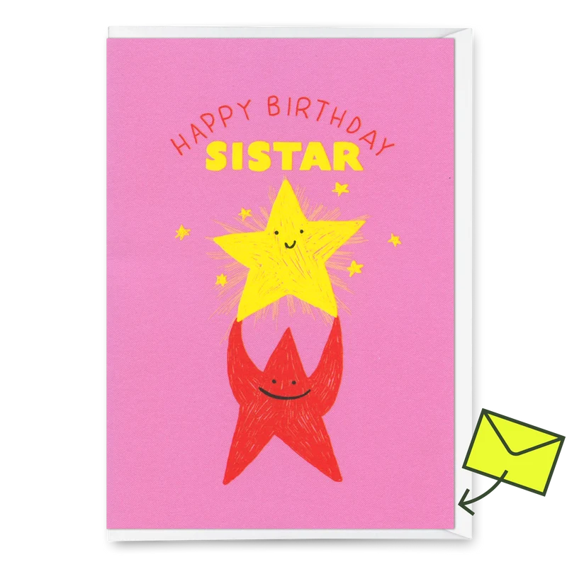 Grußkarte "Happy Birthday, sistar" | Schöne Klappkarte zum Geburtstag