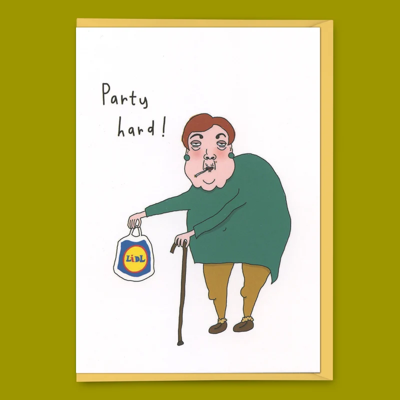 Grußkarte "Party Hard" | Lustige Klappkarte | Eat Mielies