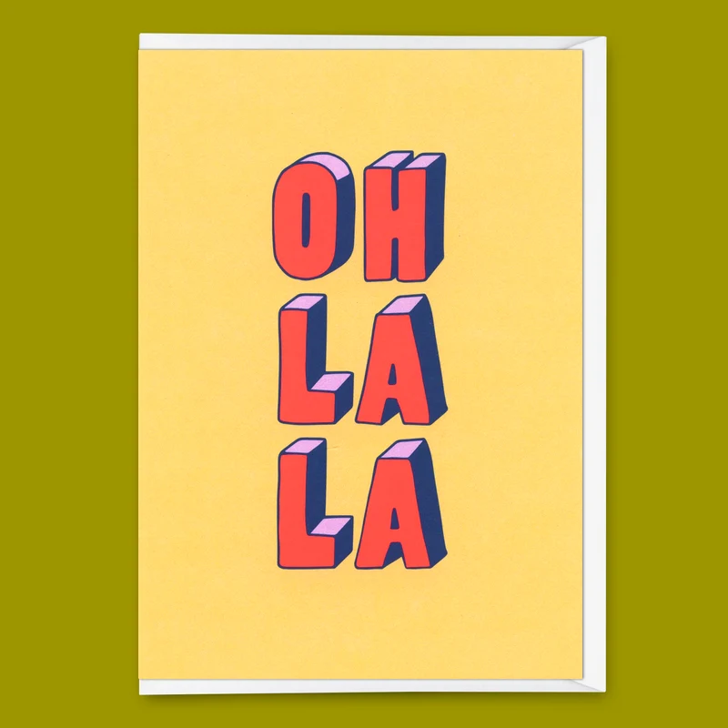 Grußkarte "Oh la la 3D-Typo" | Coole Klappkarte für jeden Anlass
