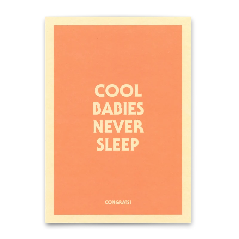Postkarte "Cool babies never sleep" | Lustige Karte mit Spruch zur Geburt