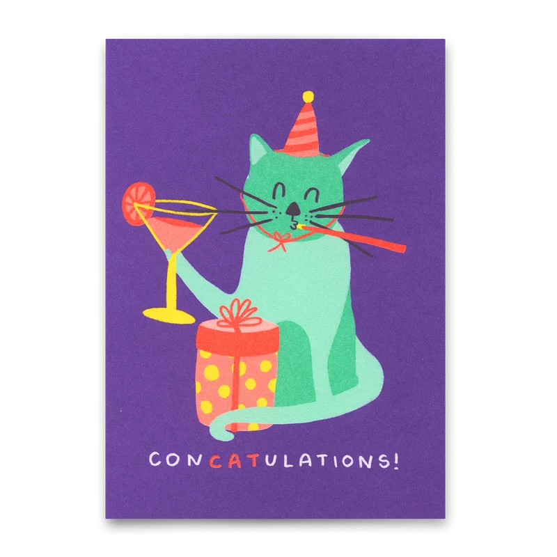 Postkarte "ConCatulations" | Lustige Karte mit Katzen-Motiv