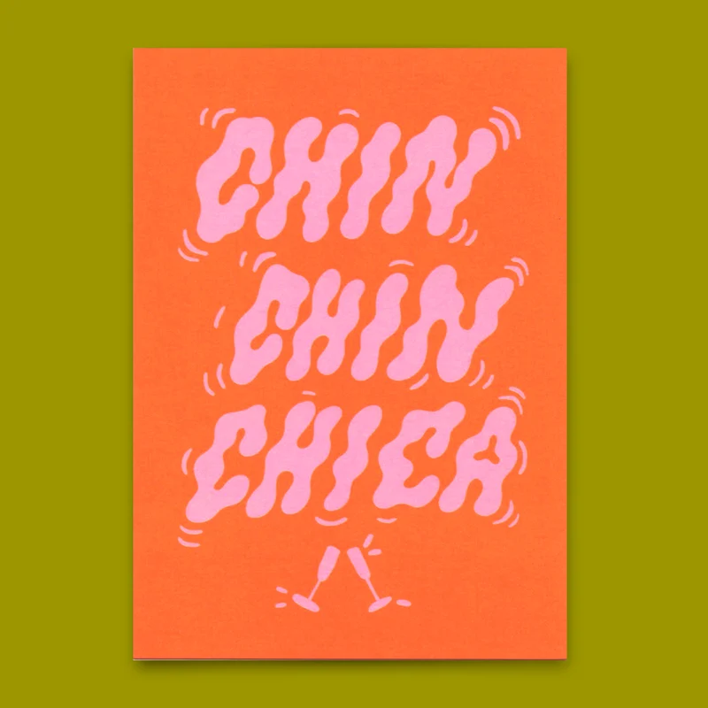 Postkarte "Chin Chin Chica" | Coole Karte mit Spruch für jeden Anlass